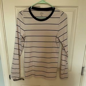 J.Crew long sleeve perfect tee.  Cream with black stripes.  Size L.